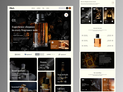 Pitch - Fragrance Store Ecommerce Website adobe xd designer ecommerce figma fragrance graphic design interface landing page luxury modern website ui ux web design web designer web page website website designer