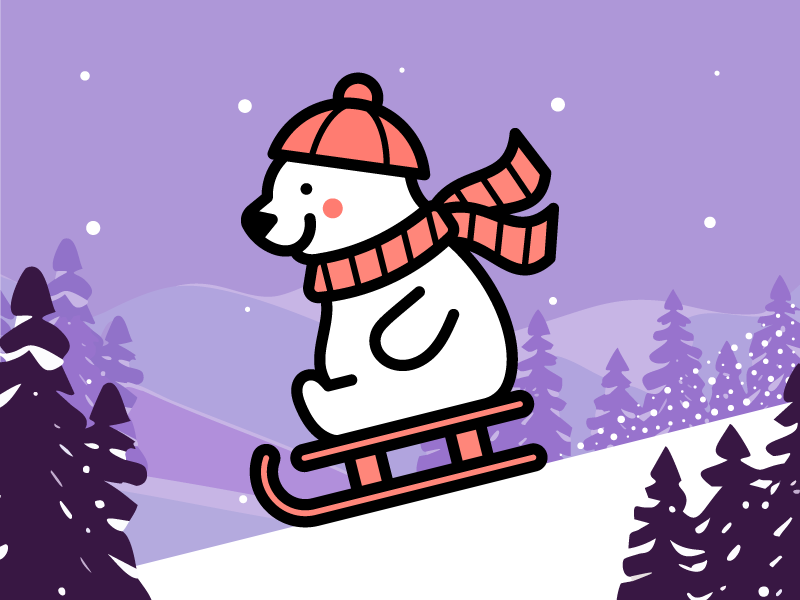 Sledding Polar Bear adobeillustrator art artwork dribbble illustration polarbear sledding vector