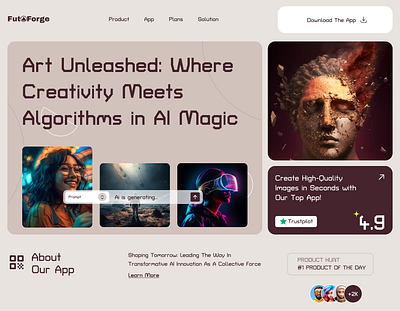 FutForge Image Generator Project ai ai art app download site artificial intelligence design digital art digital artistry figma graphic ui image generator new trendy design ui ui design uiux unique concept design user interface website