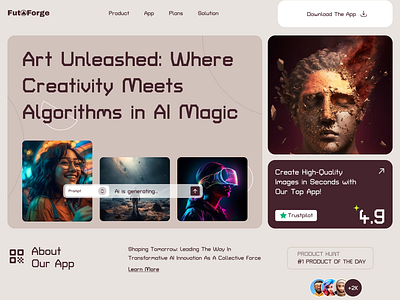 FutForge Image Generator Project ai ai art app download site artificial intelligence design digital art digital artistry figma graphic ui image generator new trendy design ui ui design uiux unique concept design user interface website