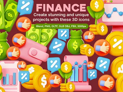 Finance 3D Illustration 3d 3d modeling branding design graphic design icon illustration