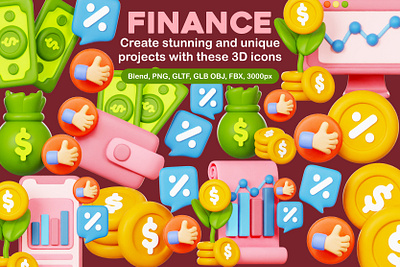 Finance 3D Illustration 3d 3d modeling branding design graphic design icon illustration