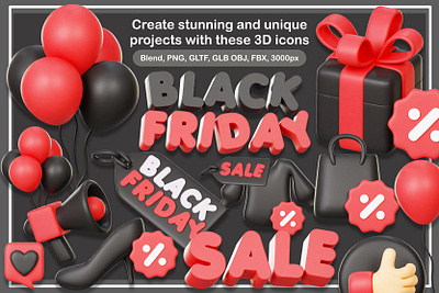 Black Friday 3D Illustration 3d 3d modeling branding design graphic design icon illustration