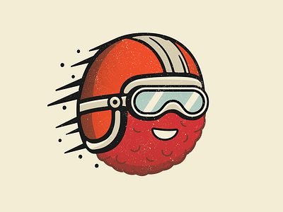 The Speedy Meatball badge brand character illustration logo mascot meatball racing retro vintage