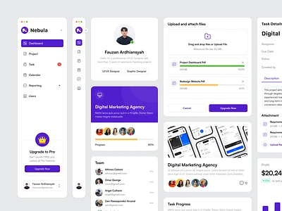 UI Component Dashboard clean component dashboard design dragndrop exploration progressbar project sidebar taskmanagement ui uiux widget