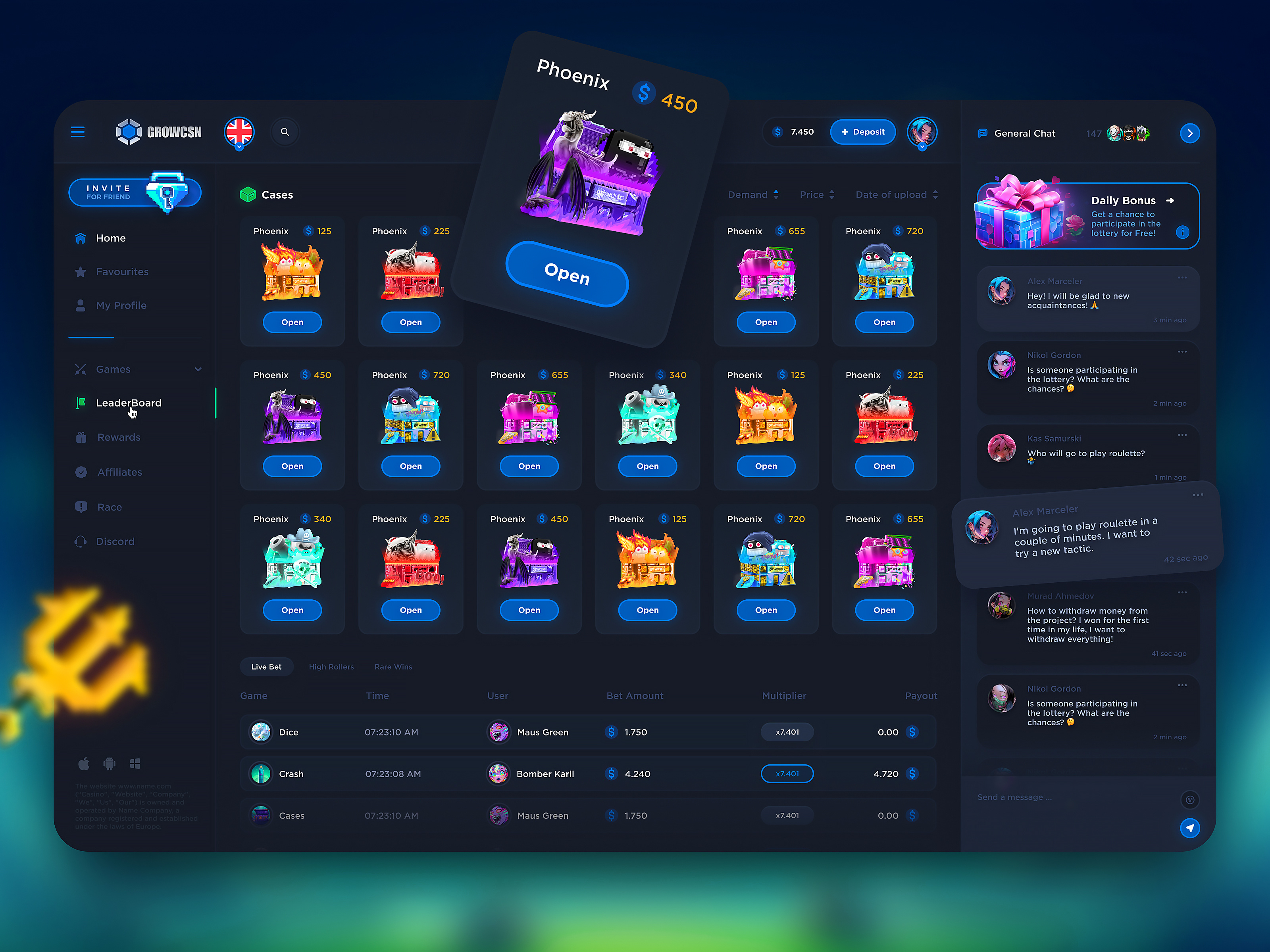 Example of Opening Cases (Desktop + Mobile)