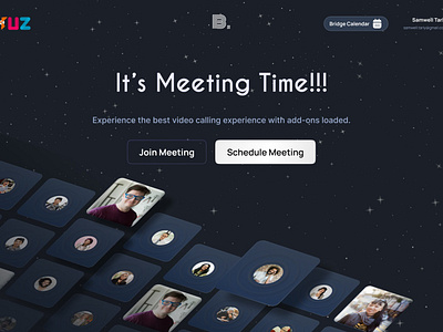 Video Call join Page - VAYUZ Technologies avatar branding call dark design desktop gmeet loom meeting mode online skew tiles ui video webdesign website zoom