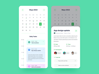 Daily UI : 038 Calendar 📅 calendar calendarapp dailyui dailyui038 dailyuichallenge flat minimal mobile taskplanner taskprogress ui uidesign user interface