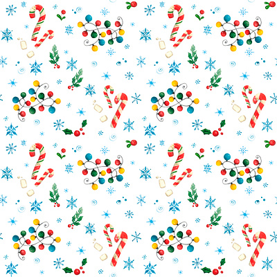 Pattern, seamless, festive, New Year, Christmas marshmallow