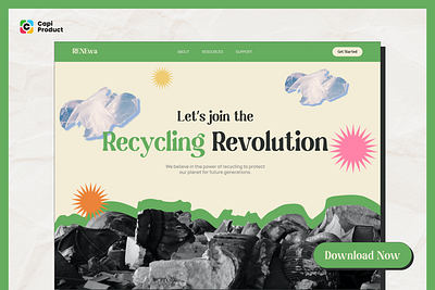 Recycle Website - Retro Style design hero section recycle web retro retro style ui ui design ui ux web design web designing website