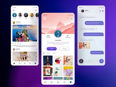 Social media mobile app design dribbble e commerce figma mobileapp photoshop socialmedia socialmediaappp ui uidesign uiux