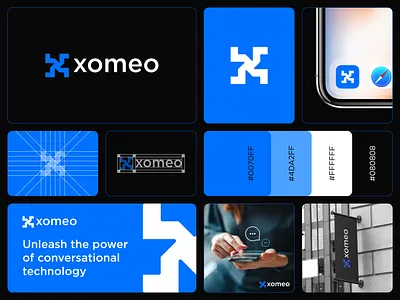 xomeo - Logo Design Concept blue brand identity branding chat communication concept conversation creative design designer portfolio letter x logo logo designer message modern negative space simple talk technology unique