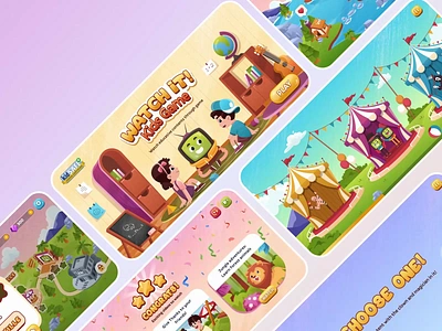 Watch It! Kids Game Animation 👦 animals animation application children cinema circus cute illustration design education game gradient illustration island kids game kidsapp mobile motion graphics orely study video