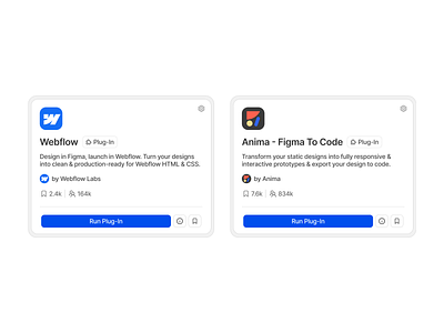 Plug-In Modals app card clean component design design system figma icons landing page library light minimalist modal page plug in section ui ui design ui kit widget