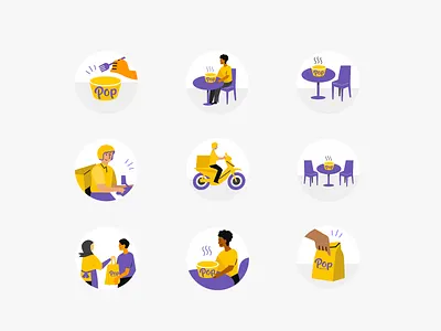 Popmeals spots 2d branding illustration minimal ui vector