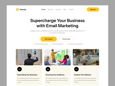Pomsta - Email Marketing Landing Page automation campaign email marketing email services landing page marketing marketing automation marketing landing page product design ui design web design