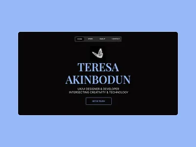 Teresa Akinbodun Portfolio V. I animation beautiful blue branding butterfly clean dailyui design designer developer figma graphic design inspo navigationbar portfolio ui ux webdesign website websitedesign