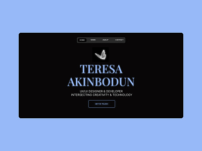 Teresa Akinbodun Portfolio V. I animation beautiful blue branding butterfly clean dailyui design designer developer figma graphic design inspo navigationbar portfolio ui ux webdesign website websitedesign