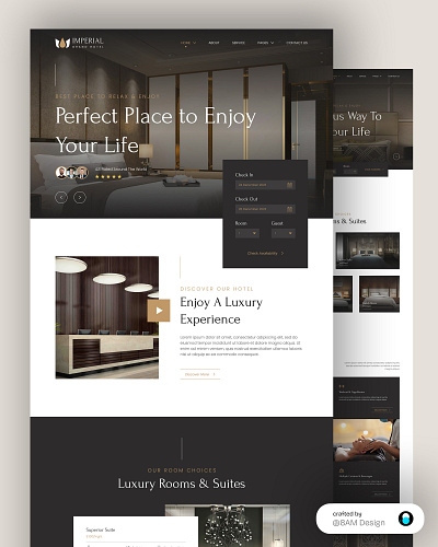 Luxury Modern Hotel Landing Page design elegant figma hotel minimal template ui web