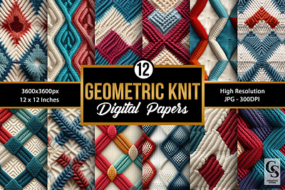 Geometric Knitted Texture Seamless Patterns digital papers geometric knit knit digital papers knit texture knitted texture background winter knit