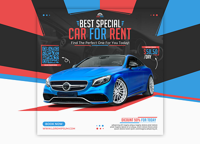 Car Rental Social Media Banner car fast luxury new concept offer photoshop psd rental rgb social media banner template