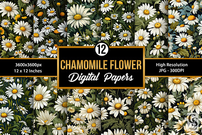 Chamomile Flowers Pattern Digital Papers chamomile chamomile flowers digital papers floral flower pattern flowers seamless pattern