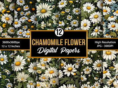 Chamomile Flowers Pattern Digital Papers chamomile chamomile flowers digital papers floral flower pattern flowers seamless pattern