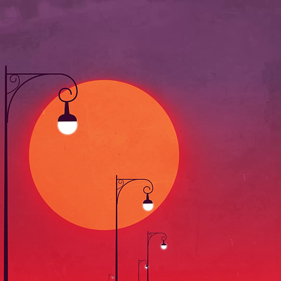 Streetlights at Sunset after effects aftereffects animatedgif animation gif lights motion graphics street sun sunset