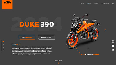 2024 KTM Duke 390 landing page UI concept. design figma ktm landingpage landingpagedesign motorcycle ui website