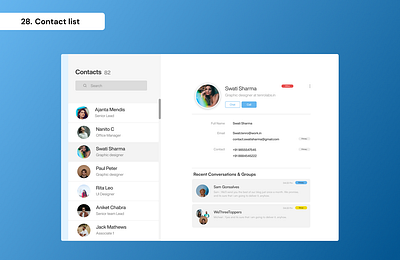 Daily UI Day 28 - Contact list 100 days ui contact list daily ui day 28 graphic design ui