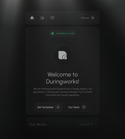 Duringworks Website 🌑 app clean dark dark mode design freebies mobile ui web