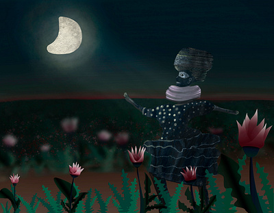 The Girl and the Moon adobe fresco adobe illustrator collage collage illustration design digital collage digital illustration hybrid illustration illustration illustration collage illustrator photoshop