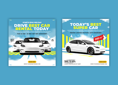 Social Media Banner Car Rental ads car design graphic editable eps offer rental social media banner