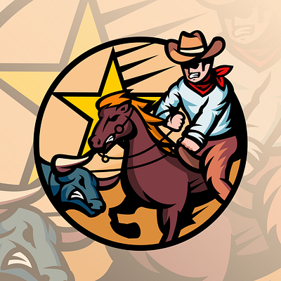 Vector Art of a Cowboy Wrangler and Bull art artwork badass bull commission commission art cowboy design freelance work graphic design illustration vector vector art vector artwork wrangler