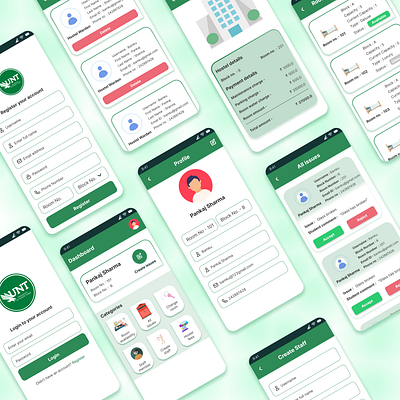 Hostel management app app design typography ui ux