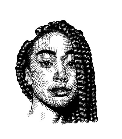 Tati Gabrielle – Ink Illustration black black and white black woman crosshatching design graphic design illustration ink ink drawing pen portrait women