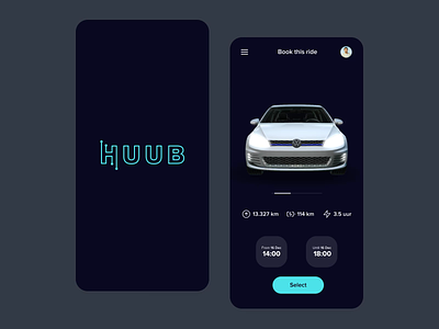 HUUB - Shared mobility app 3d amsterdam android app bike car dashboard drive golf huub ios key mobile mobility shared sharing unlock volkswagen vw