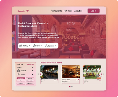 Book In - A Table Reservation Website Landing Design figma landing page logo ui