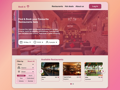 Book In - A Table Reservation Website Landing Design figma landing page logo ui