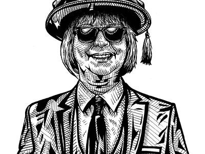 Mi6 Carol Cooper Undercover – Ink Portrait british concept art crosshatching design graphic design illustration ink ink drawing ink portrait men in black pen portrait uk