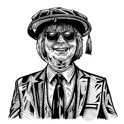 Mi6 Carol Cooper Undercover – Ink Portrait british concept art crosshatching design graphic design illustration ink ink drawing ink portrait men in black pen portrait uk