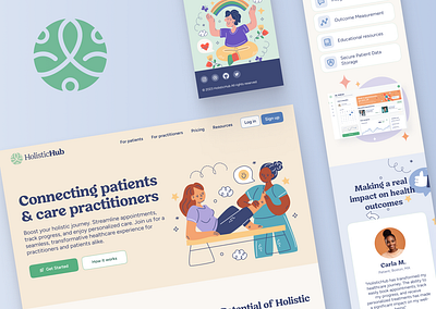 HolisticHub homepage branding friendly health illustration ui ux warm web design webdesign wellness