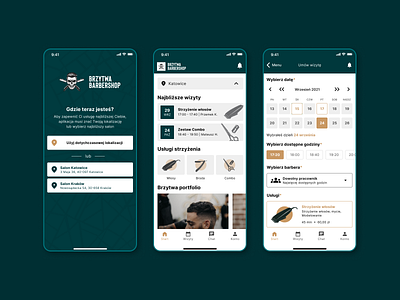 Barber appointments mobile concept ui