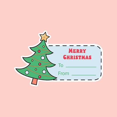 Christmas sticker card with a Christmas tree star yellow