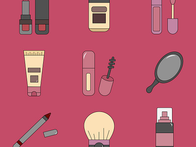 A set of illustrations for makeup items app branding design graphic design illustration logo typography ui ux vector