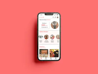 wedding planner app home screen mobile screen ui wedding app wedding planner