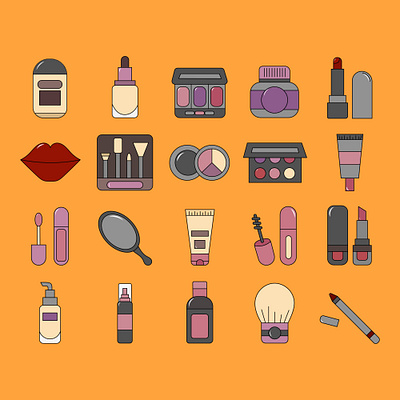 A large set of illustrations for women for makeup app branding design graphic design illustration logo typography ui ux vector