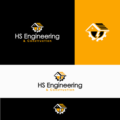 HS ENGINEERING & CONSTRUCTION branding design flat illustration minimalist logo modern type ui unique vector