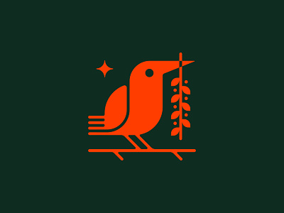 Bird with holly animal logo bird logo brand branding christmas design geometric geometry graphic design icon logo logodesign logoforsale logomark logotype symbol zalo estevez