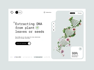 Extracting DNA from plant leaves or seeds - Design Concept ai dna green landing page organic plants website